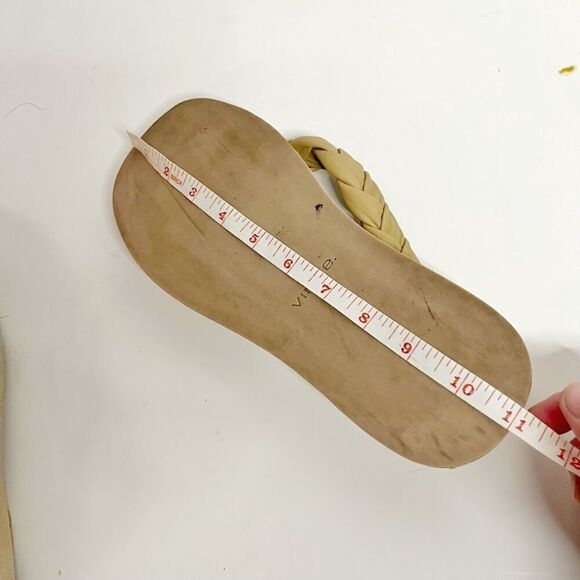 Vince Nita Braided Leather Square Toe Platform Fit Flop Thong Strap Sandals - Picture 8 of 12